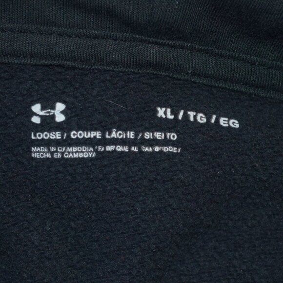 UNDER ARMOUR Loose Fit  Men's Sz XL Big Logo Navy Blue Hoodie Sweatshirt - Picture 2 of 5